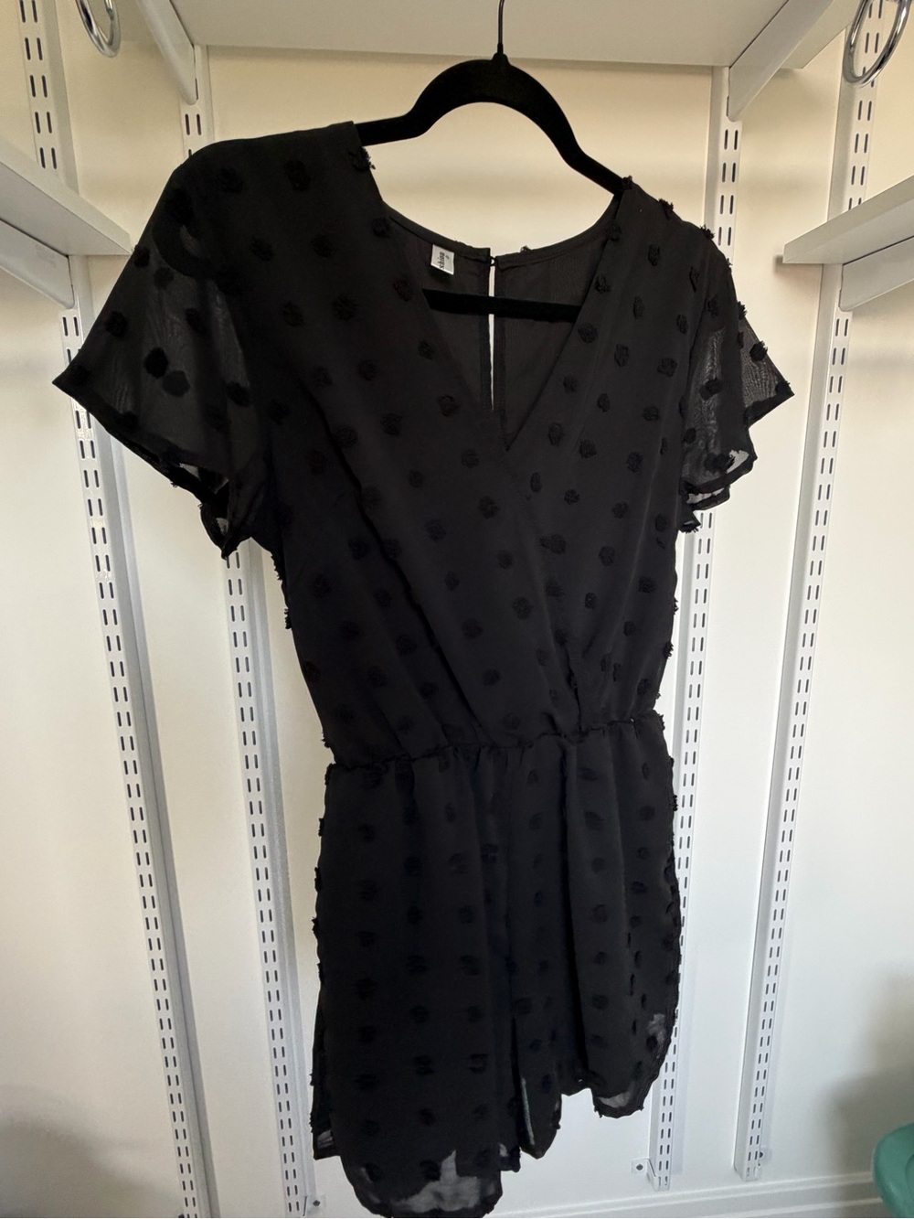 Black Polka Dot V-Neck Women's Romper